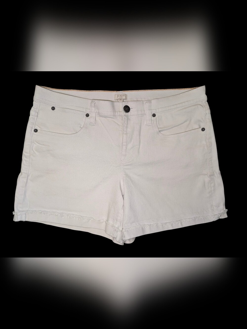J. Crew Women's Sz 30 White Denim Shorts Cuffed Subtle Fray Hem